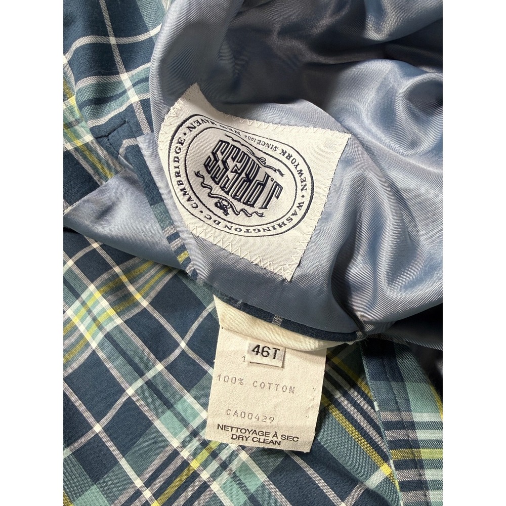 J. Press Mens 46L Madras Plaid Sport Coat Blazer NWT Nav Aqua Yel Cotton Preppy - Picture 4 of 9